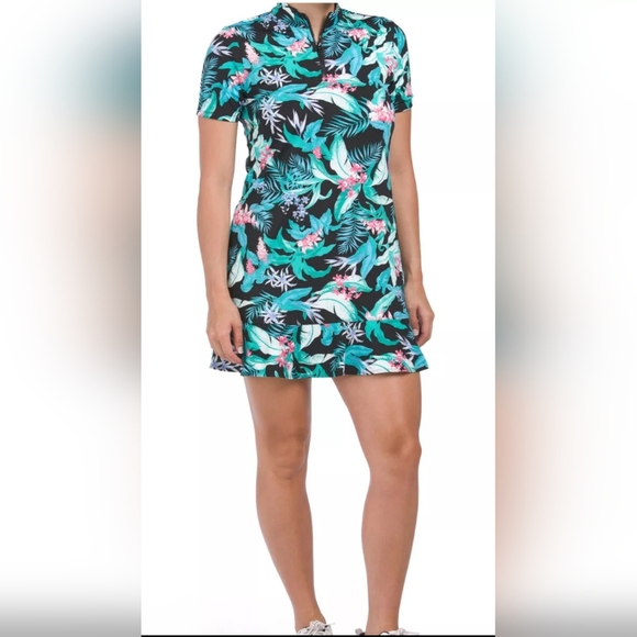 Tommy Bahama Golf Tennis Athletic Dress Teal Pink Floral Cover up Shorts SZ XS - Picture 1 of 6